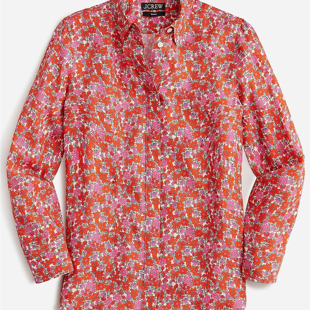 J. Crew Women's Vibrant Red and Pink Blouse